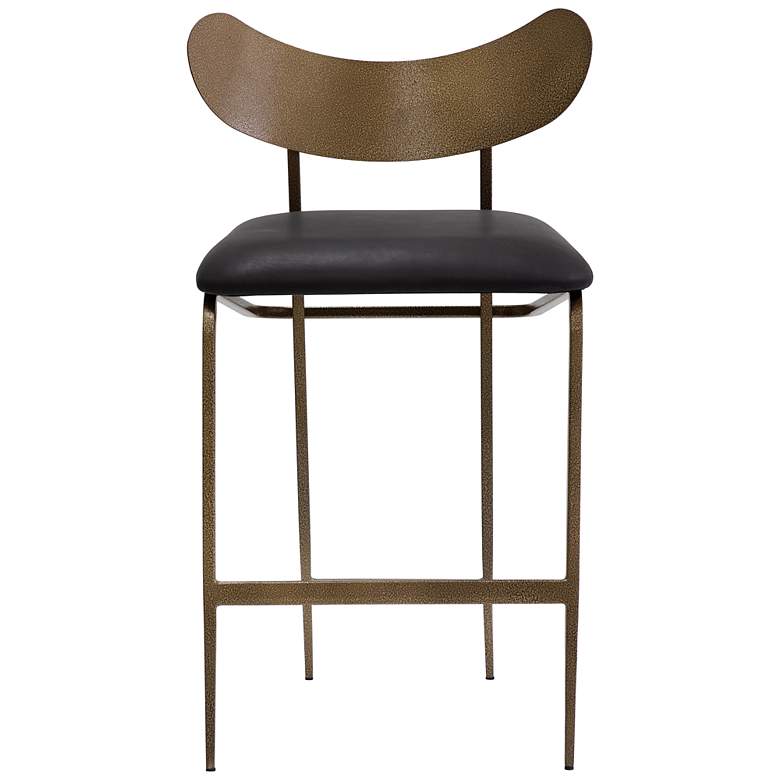 Image 2 Sunpan Gibbons Counter Stool Antique Brass Charcoal Black Leather more views