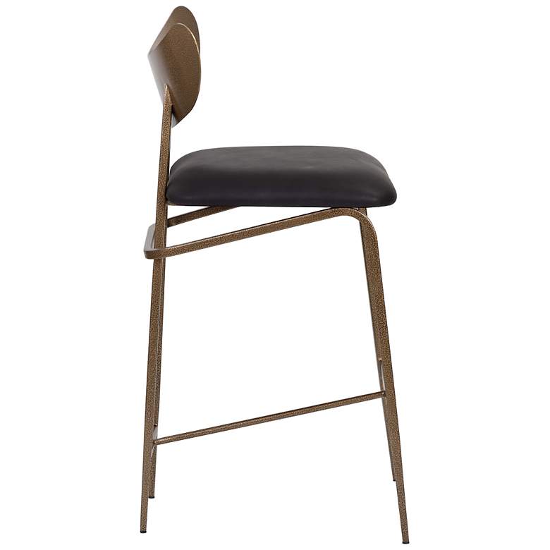 Image 3 Sunpan Gibbons Counter Stool Antique Brass Charcoal Black Leather more views