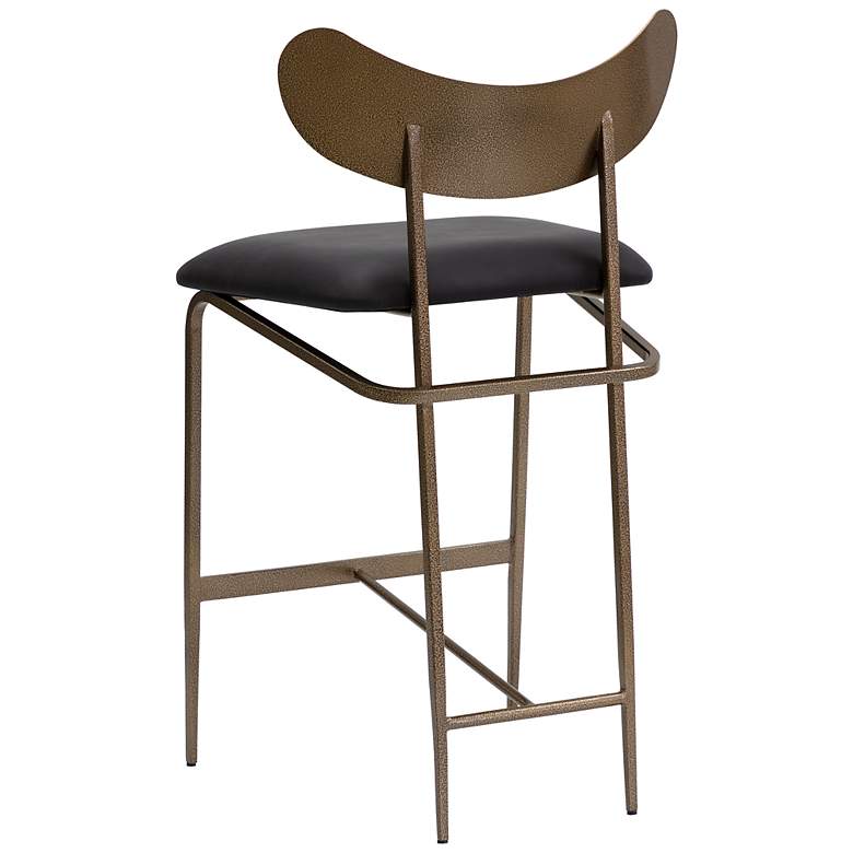 Image 4 Sunpan Gibbons Counter Stool Antique Brass Charcoal Black Leather more views