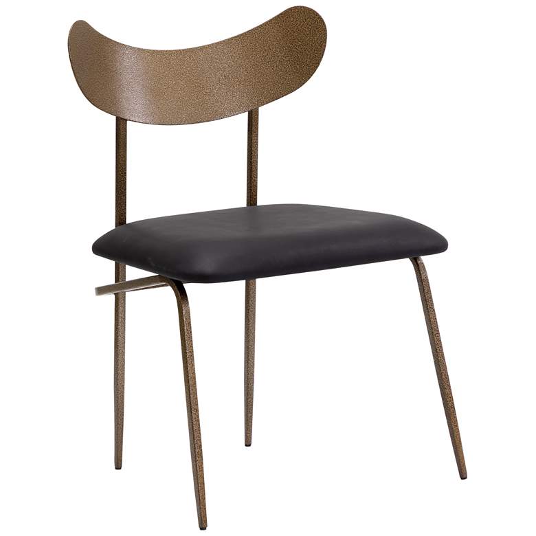 Image 2 Sunpan Gibbons Dining Chair Antique Brass Charcoal Black Leather