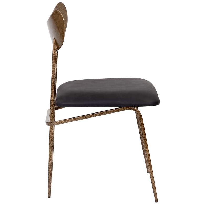 Image 4 Sunpan Gibbons Dining Chair Antique Brass Charcoal Black Leather more views