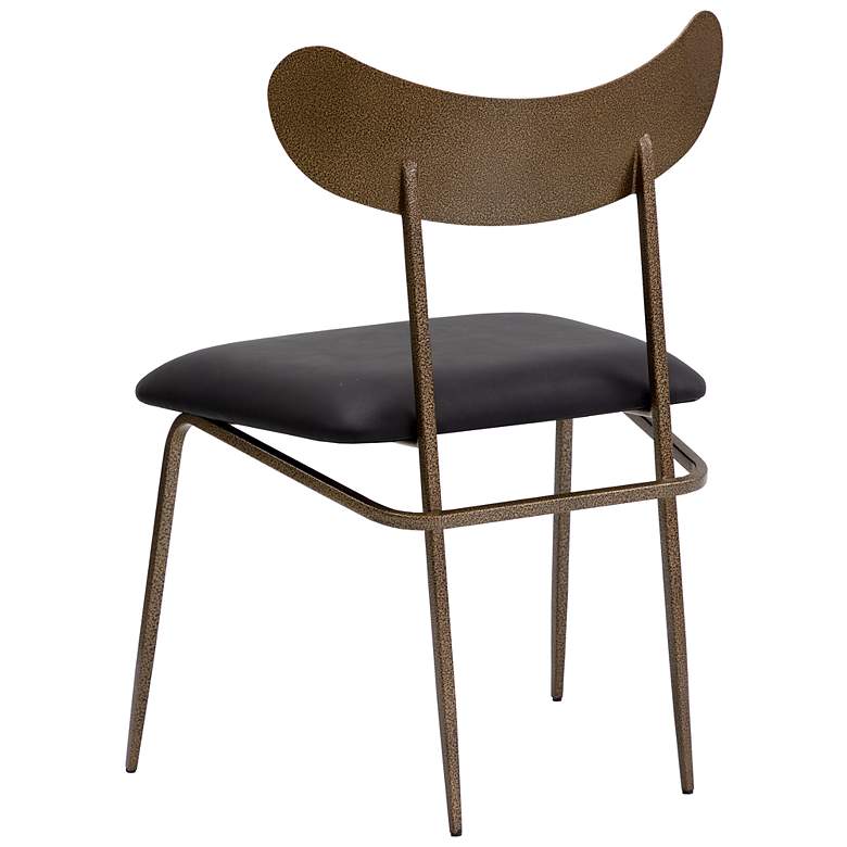 Image 5 Sunpan Gibbons Dining Chair Antique Brass Charcoal Black Leather more views