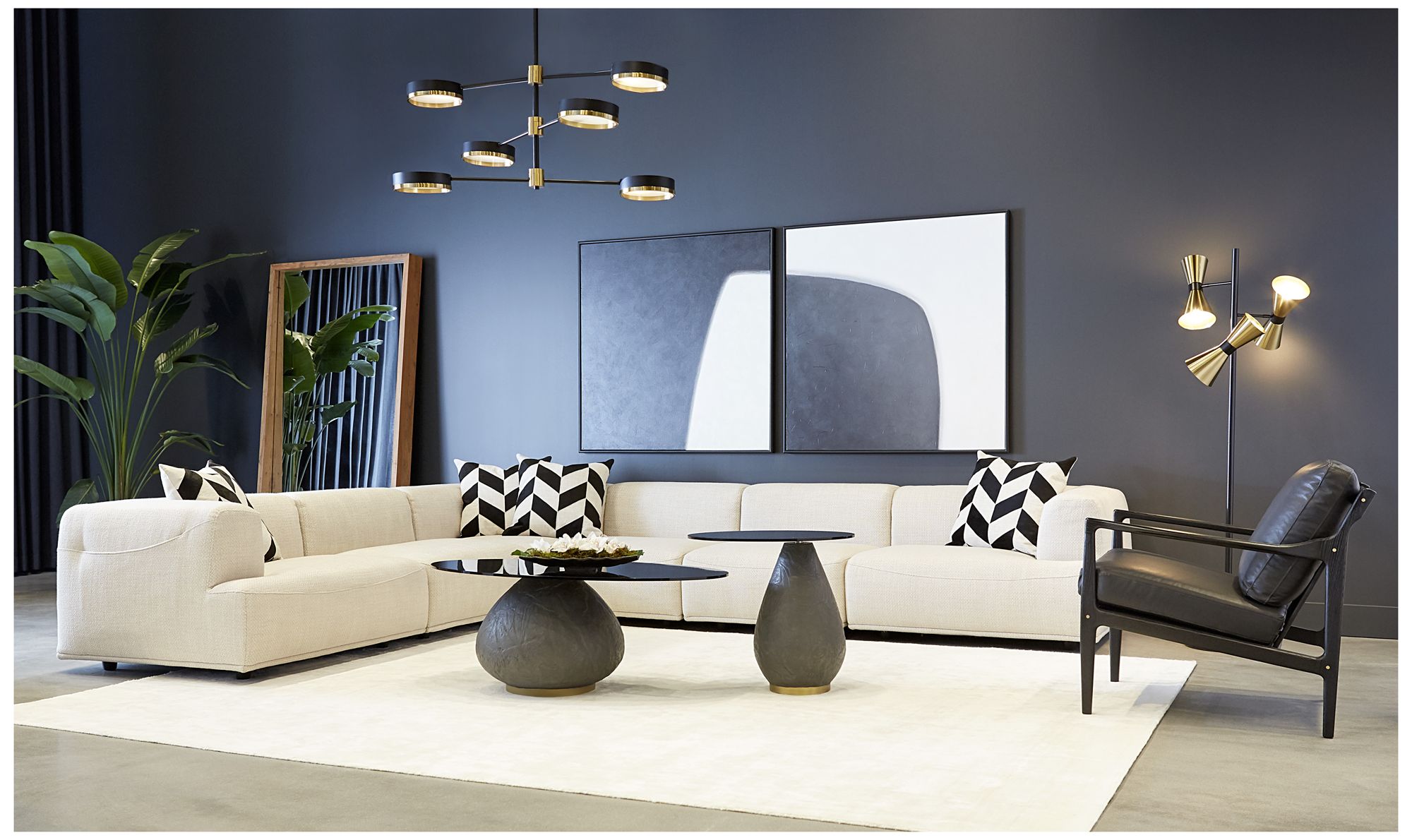 Sunpan Gilmore Lounge Chair Black Black Leather