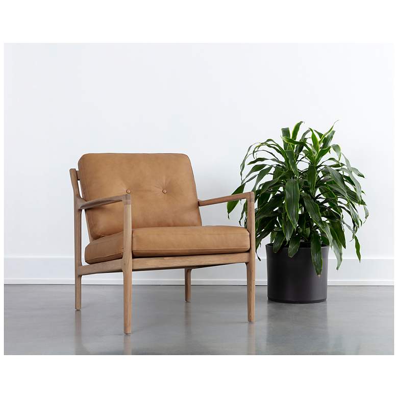 Image 1 Sunpan Gilmore Lounge Chair Light Oak Sahara Camel Leather