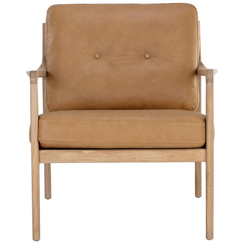 Image 3 Sunpan Gilmore Lounge Chair Light Oak Sahara Camel Leather more views