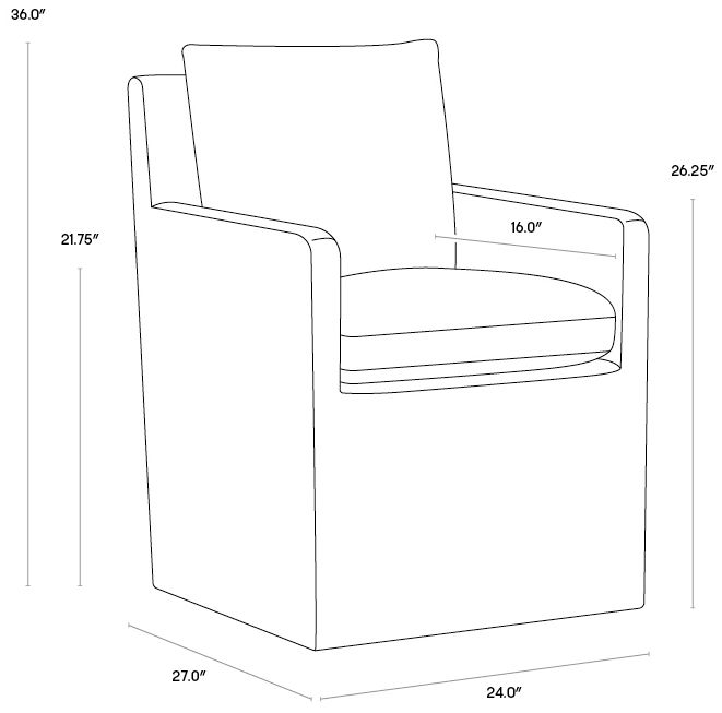 Sunpan Glenrose Wheeled Dining Armchair Effie Linen