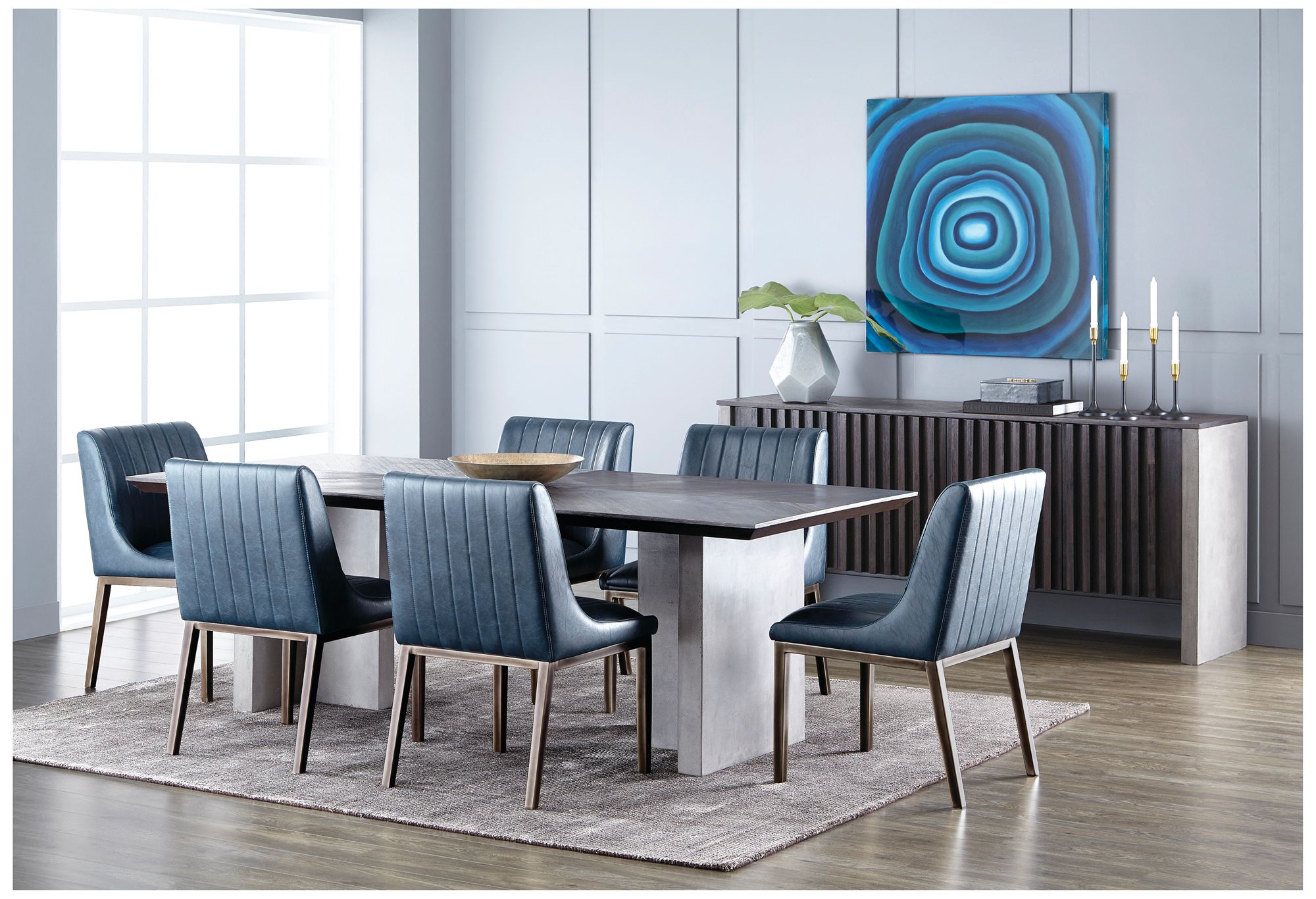 Sunpan Halden Dining Chair Vintage Blue Set of 2