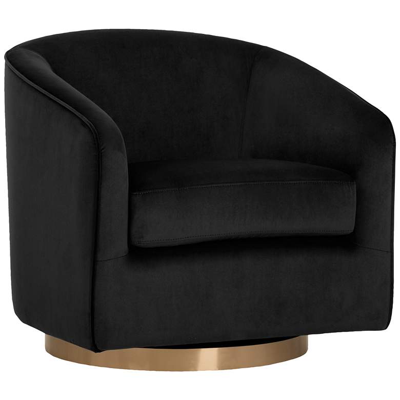 Image 2 Sunpan Hazel 30" Wide Black Sky Fabric Modern Swivel Armchair