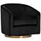 Sunpan Hazel 30" Wide Black Sky Fabric Modern Swivel Armchair