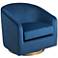 Sunpan Hazel 30" Wide Navy Sky Blue Velvet Swivel Armchair