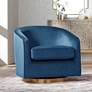 1_Sunpan Hazel 30" Wide Navy Sky Blue Velvet Swivel Armchair