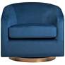 6_Sunpan Hazel 30" Wide Navy Sky Blue Velvet Swivel Armchair more views