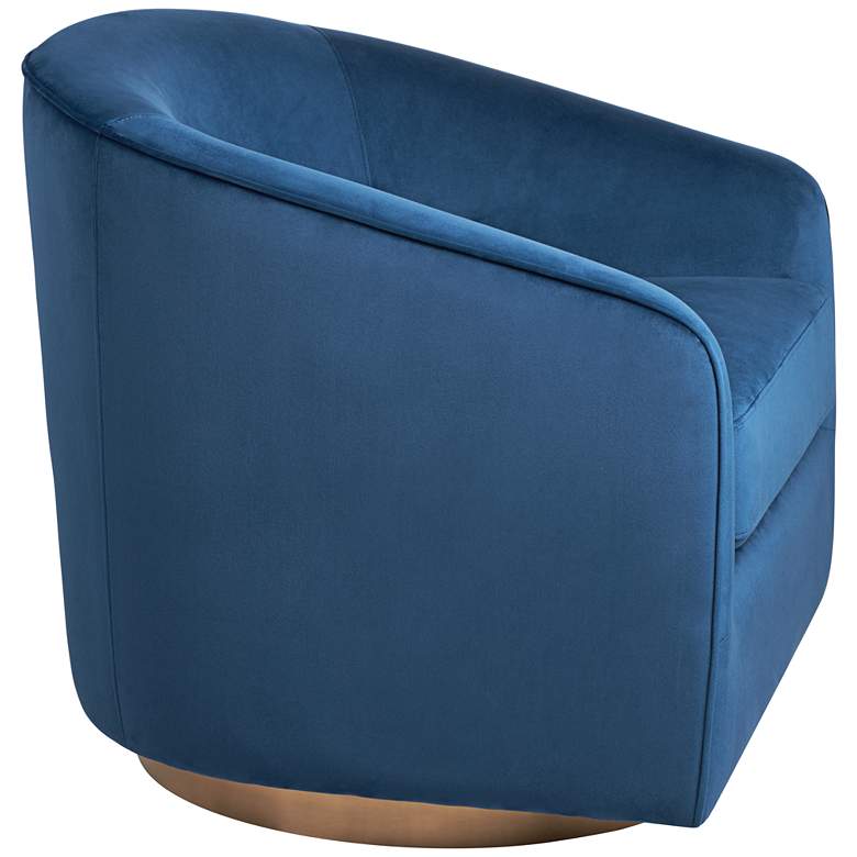 Image 7 Sunpan Hazel 30" Wide Navy Sky Blue Velvet Swivel Armchair more views