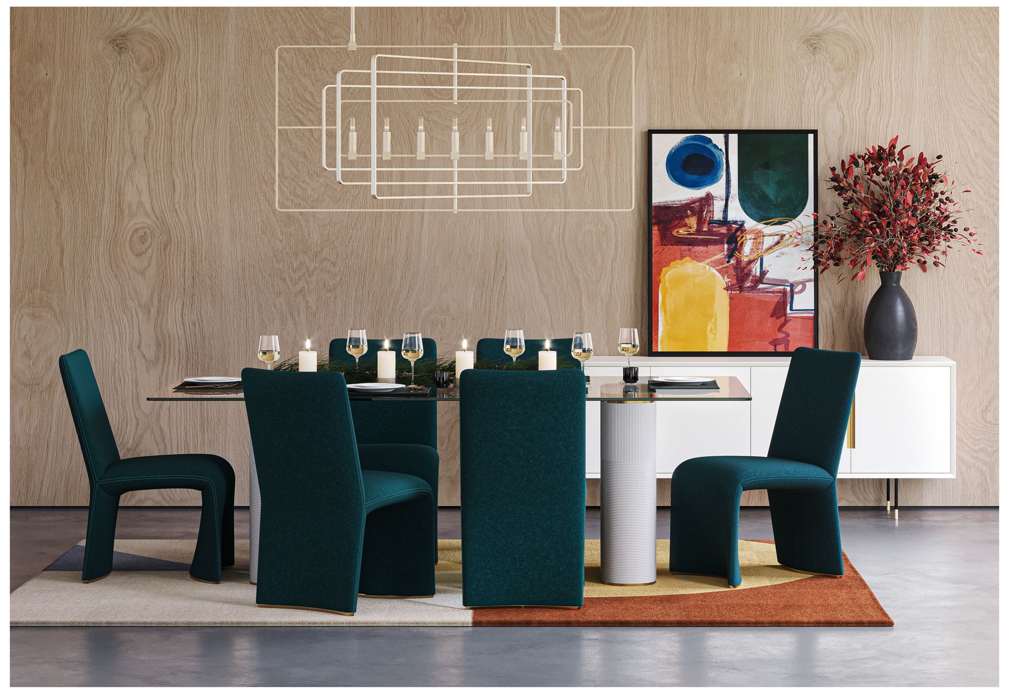 Sunpan Iluka Dining Chair Danny Teal Set of 2