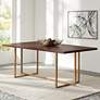 2_Sunpan Jade 79" Wide Gold Metal and Dark Brown Modern Dining Table