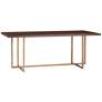 7_Sunpan Jade 79" Wide Gold Metal and Dark Brown Modern Dining Table more views