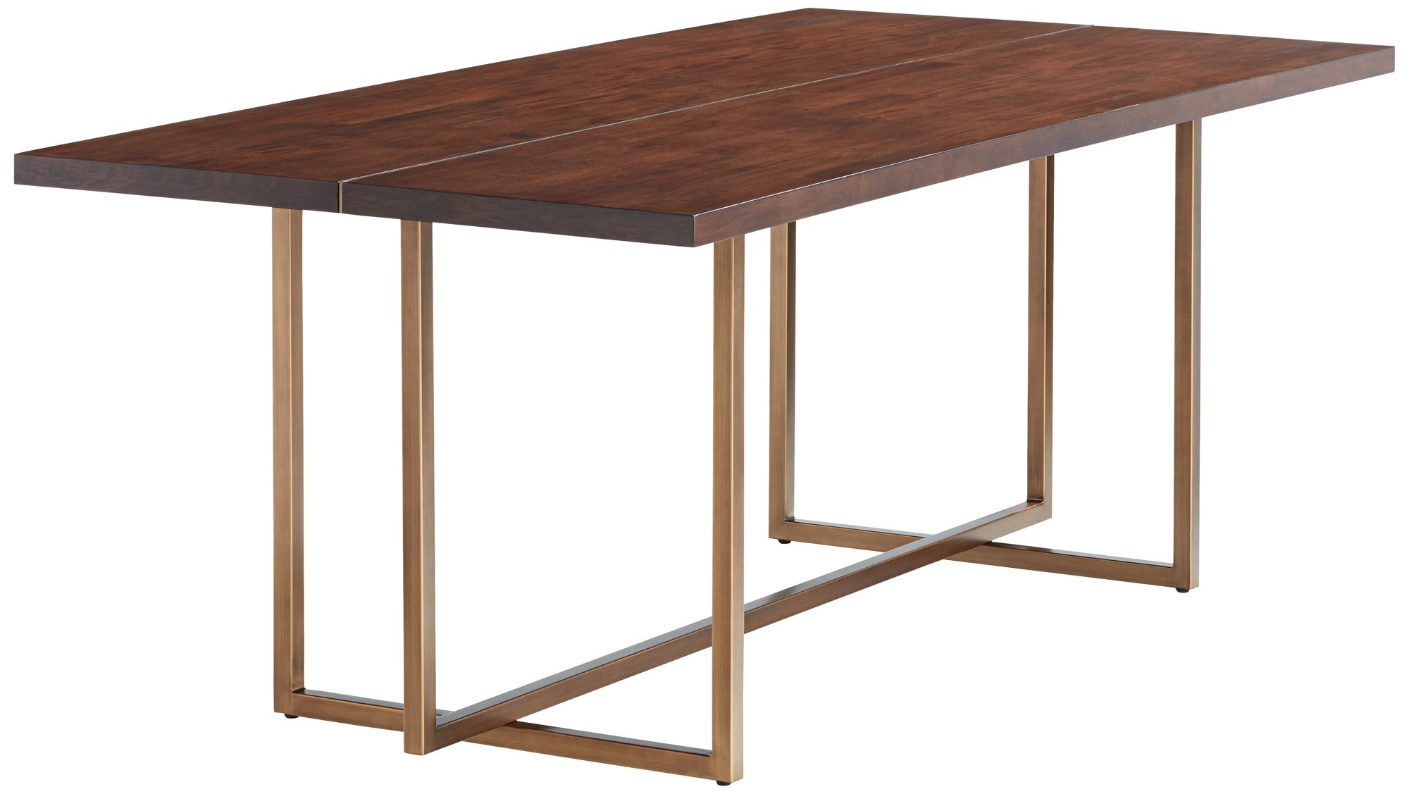 Sunpan Jade 79" Wide Gold Metal and Dark Brown Modern Dining Table in scene