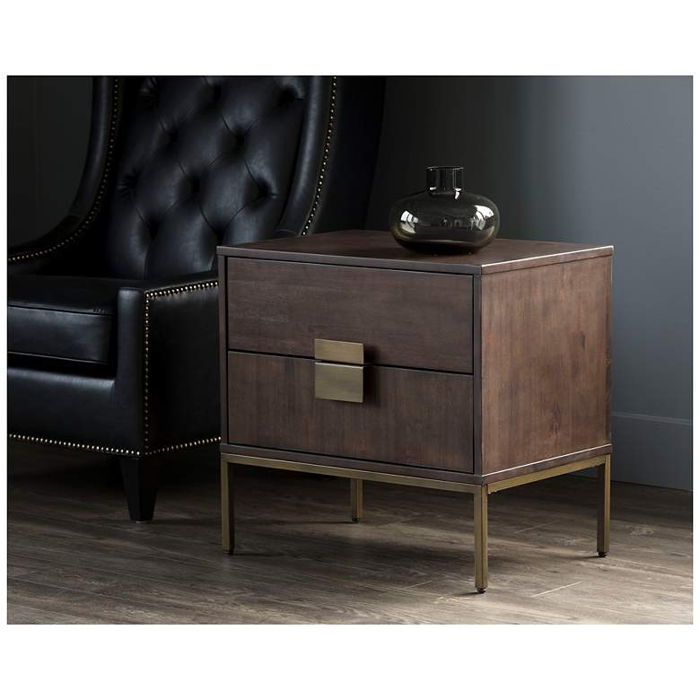 Image 4 Sunpan Jade Nightstand Antique Brass Dark Mango more views