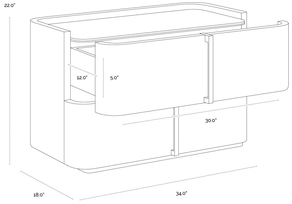 Sunpan Jamille Nightstand Large Cream
