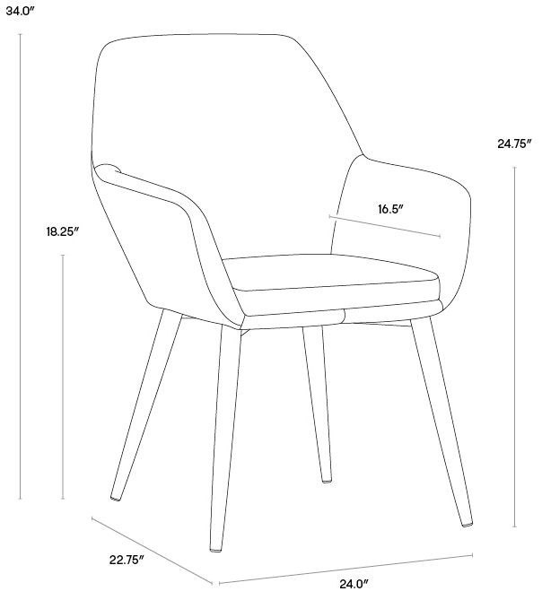 Sunpan Jayna Dining Armchair Black Polo Club Stone