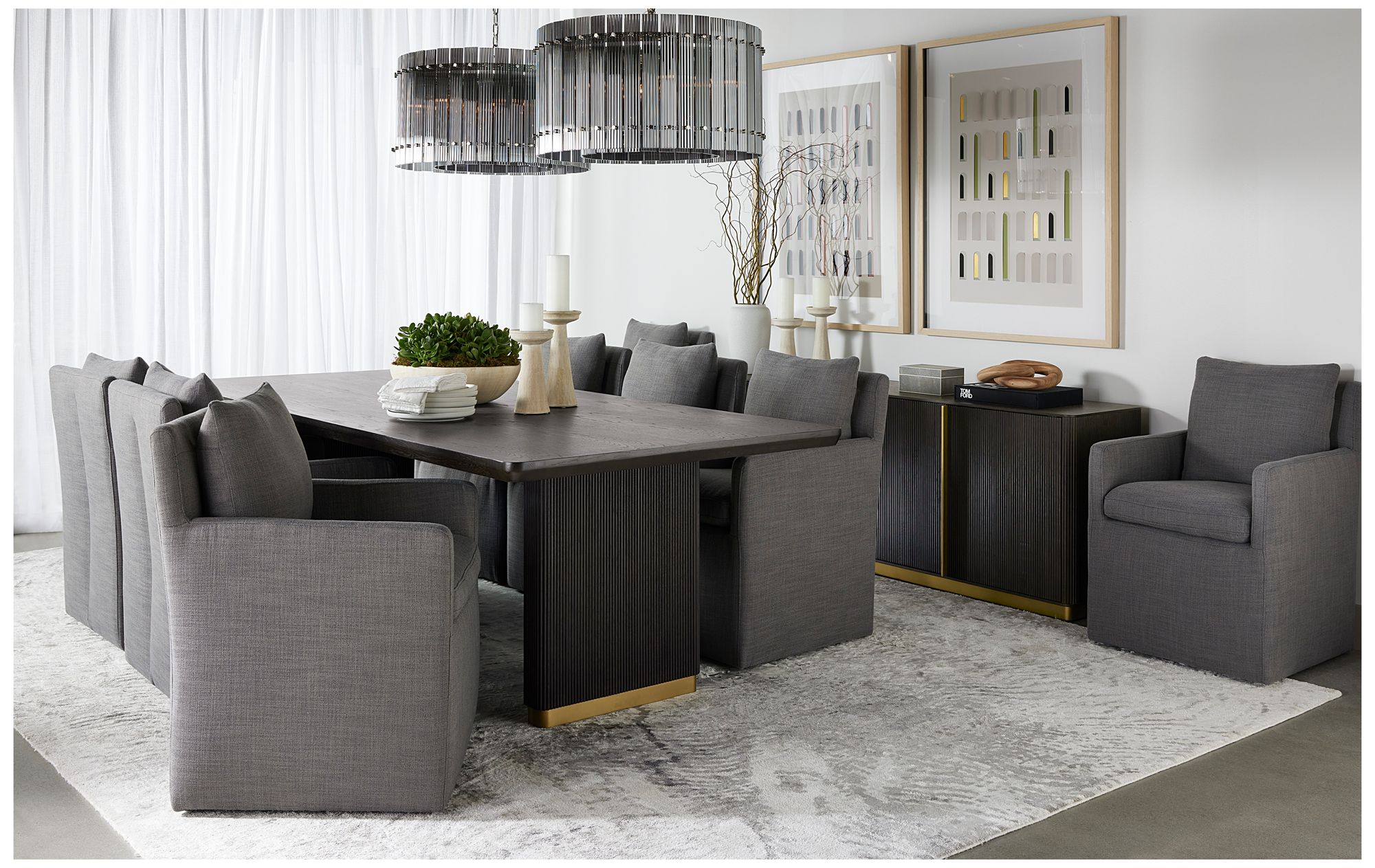 Sunpan Kalla Dining Table Rectangular Charcoal 96"