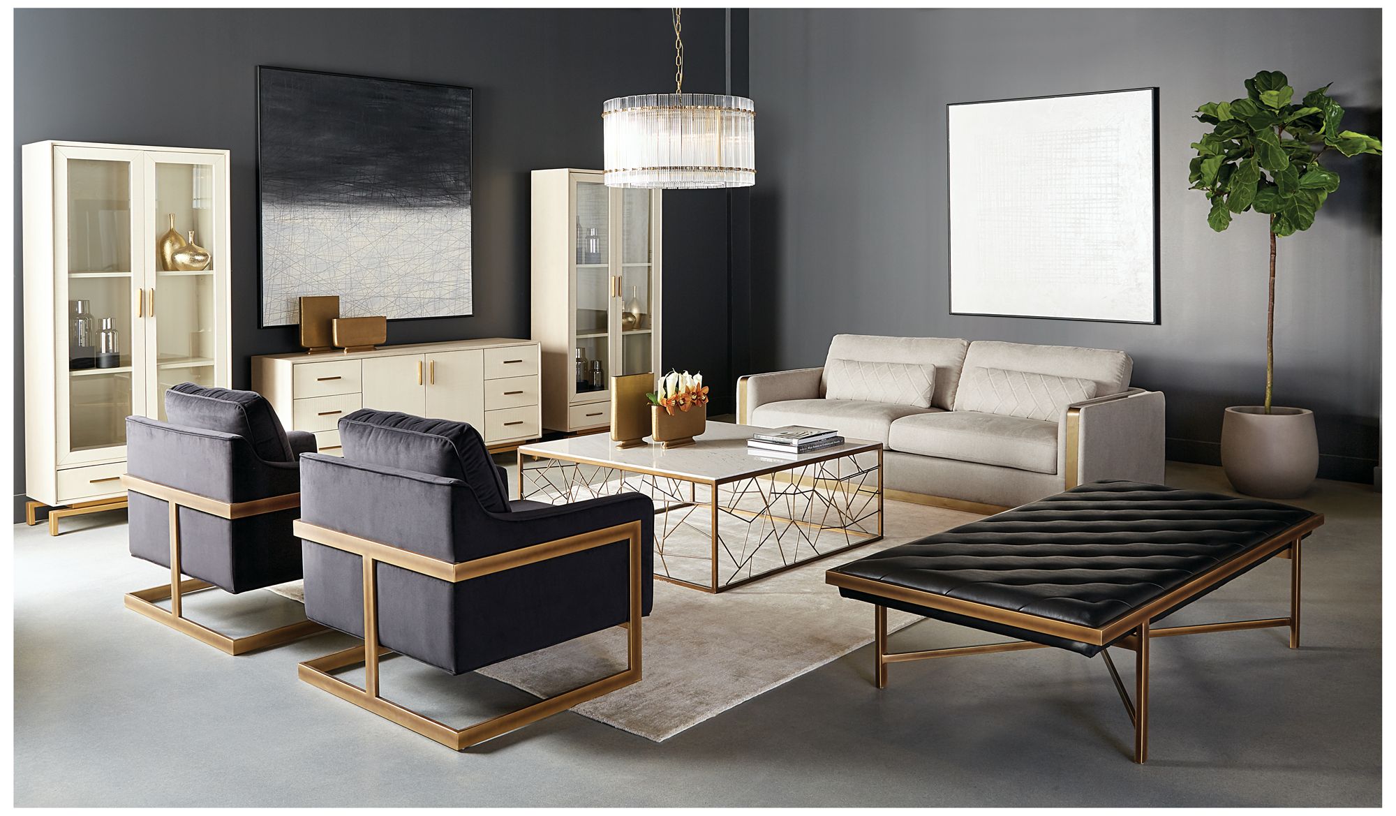 Sunpan Kalmin Lounge Chair Abbington Black