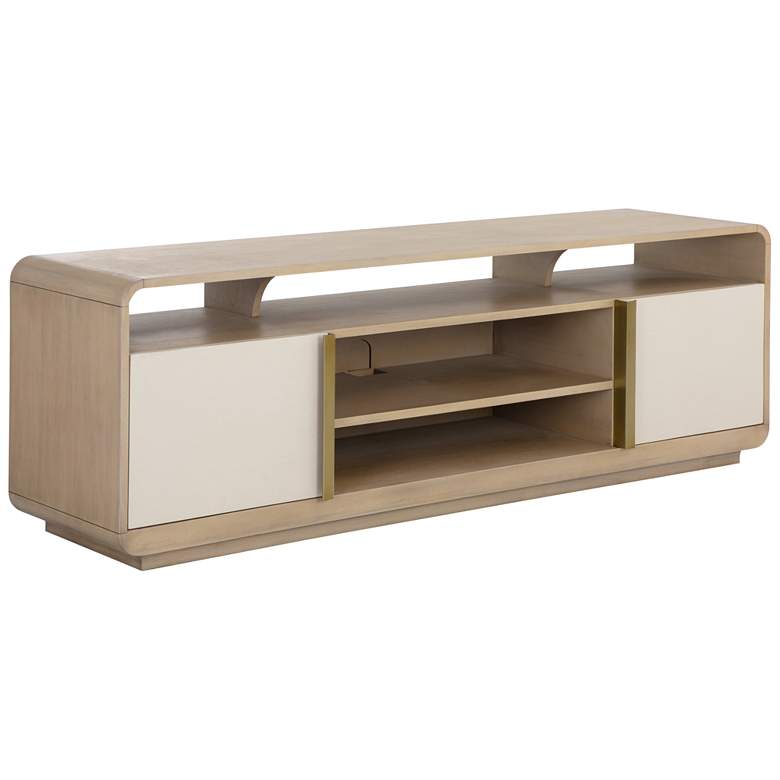 Image 1 Sunpan Kayden Media Console And Cabinet Oyster Shagreen