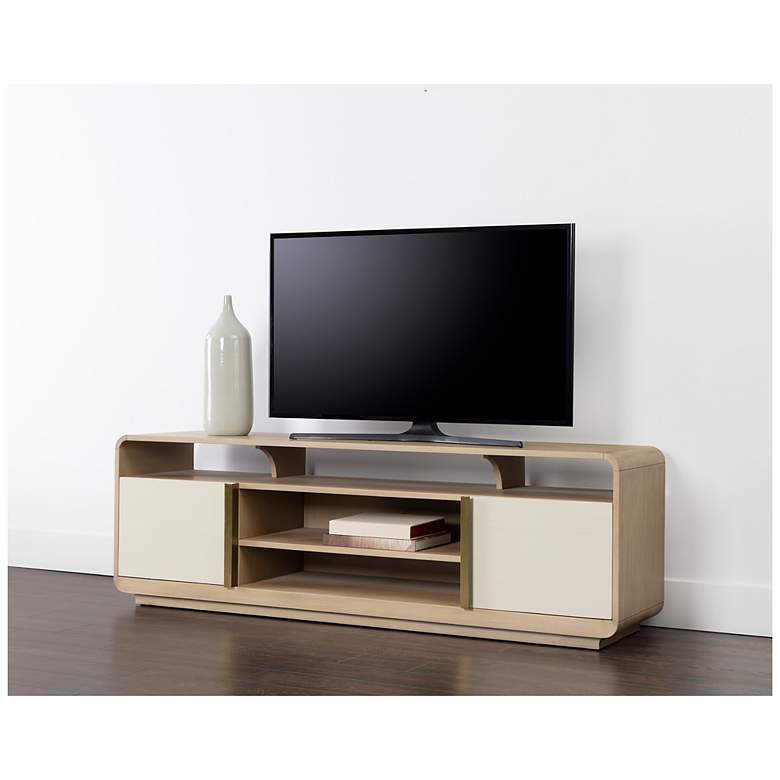 Image 5 Sunpan Kayden Media Console And Cabinet Oyster Shagreen more views
