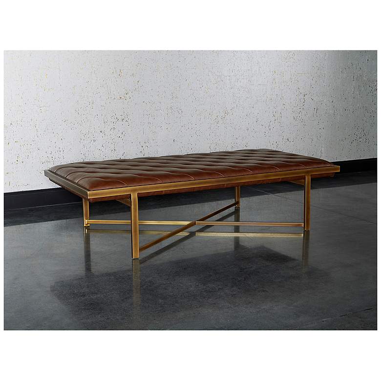 Image 3 Sunpan Kayla Bench Vintage Cognac more views