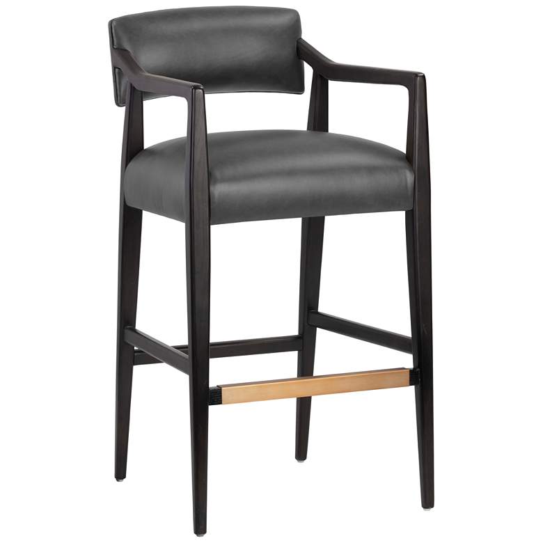 Image 1 Sunpan Keagan Barstool Brentwood Charcoal Leather