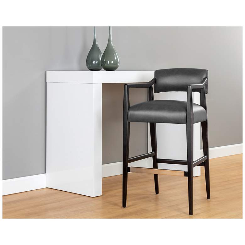 Image 5 Sunpan Keagan Barstool Brentwood Charcoal Leather more views