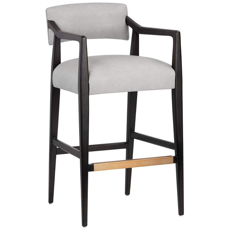 Image 1 Sunpan Keagan Barstool Saloon Light Gray Leather