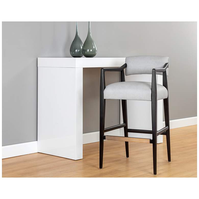 Image 5 Sunpan Keagan Barstool Saloon Light Gray Leather more views