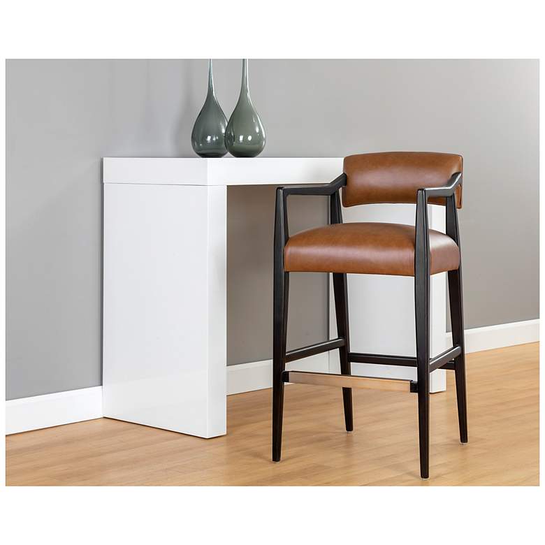 Image 5 Sunpan Keagan Barstool Shalimar Tobacco Leather more views