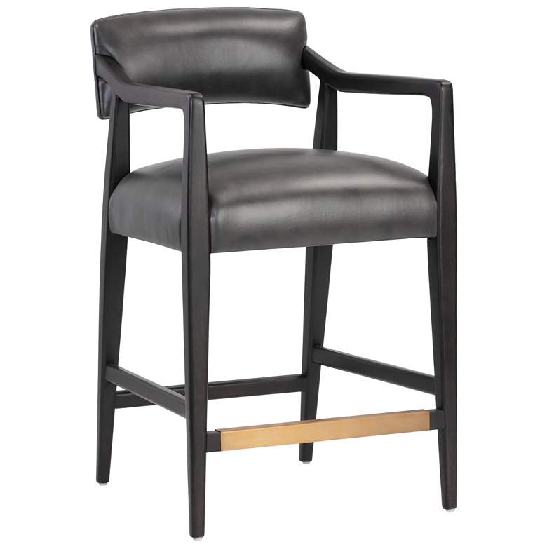 Image 1 Sunpan Keagan Counter Stool Brentwood Charcoal Leather