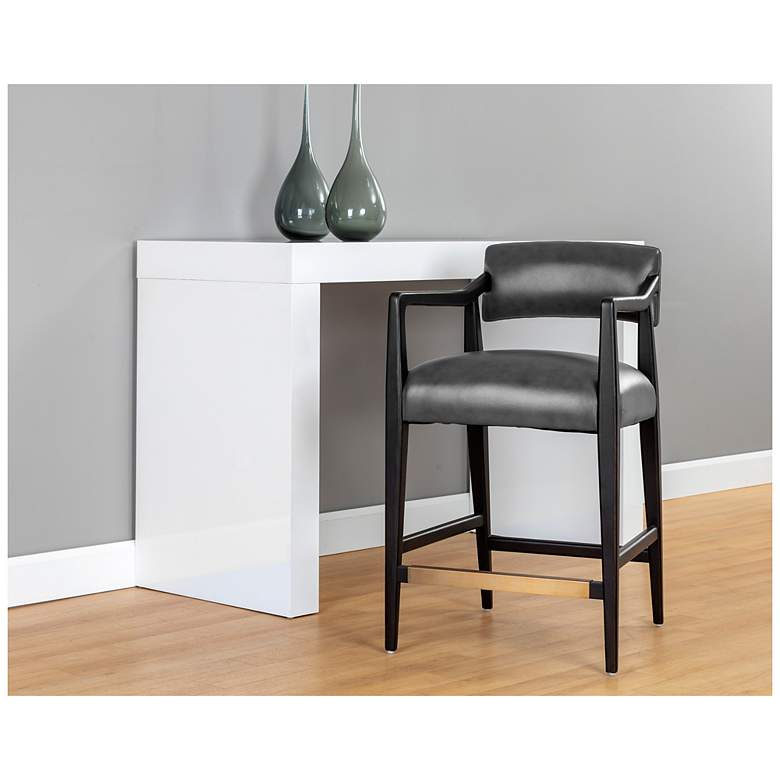 Image 4 Sunpan Keagan Counter Stool Brentwood Charcoal Leather more views