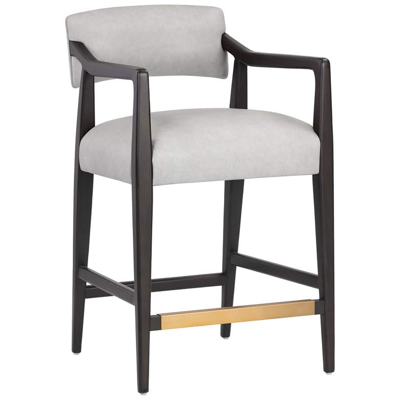 Image 1 Sunpan Keagan Counter Stool Saloon Light Gray Leather