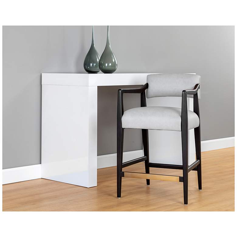 Image 4 Sunpan Keagan Counter Stool Saloon Light Gray Leather more views
