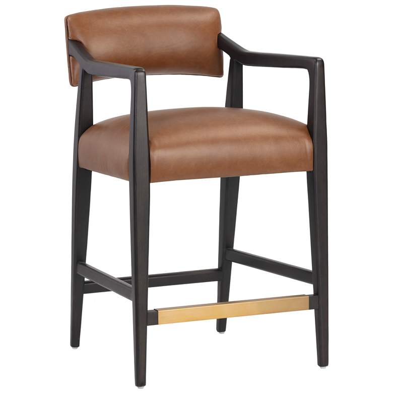 Image 1 Sunpan Keagan Counter Stool Shalimar Tobacco Leather