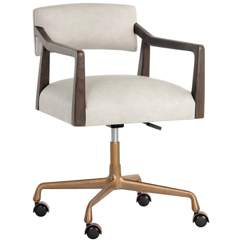 Image 1 Sunpan Keagan Office Chair Saloon Light Gray Leather