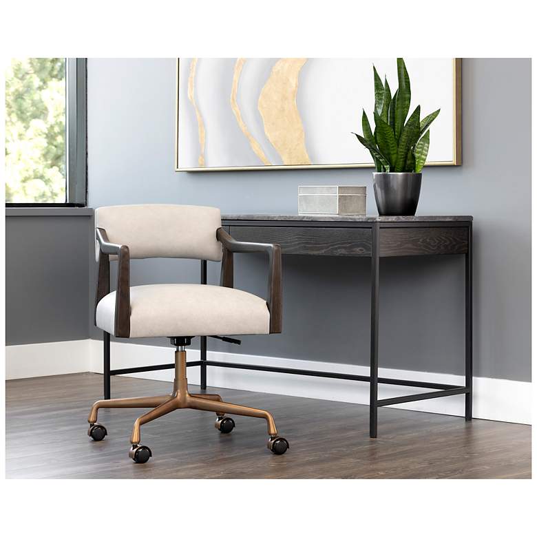 Image 5 Sunpan Keagan Office Chair Saloon Light Gray Leather more views