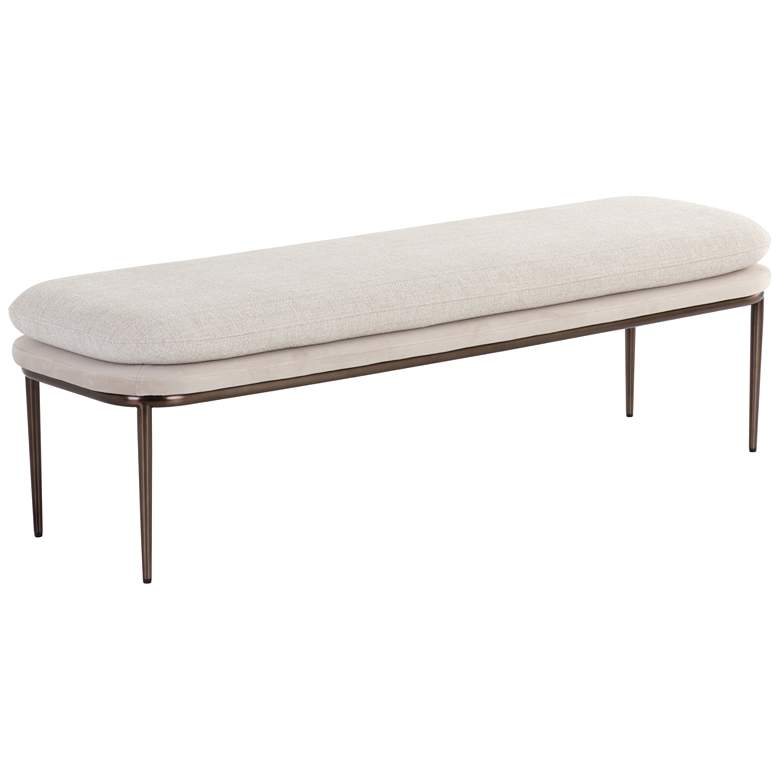 Image 1 Sunpan Koffi Bench Dark Bronze Chacha Cream and Meg Taupe