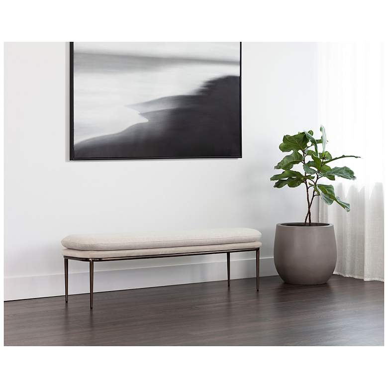 Image 3 Sunpan Koffi Bench Dark Bronze Chacha Cream and Meg Taupe more views