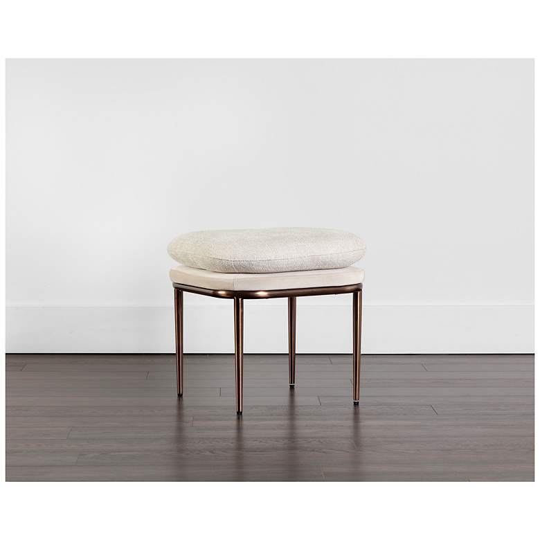 Image 3 Sunpan Koffi Stool Dark Bronze Chacha Cream and Meg Taupe more views
