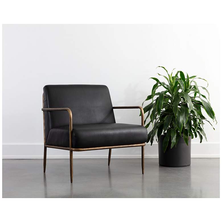 Image 1 Sunpan Lathan Lounge Chair Charcoal Black Leather