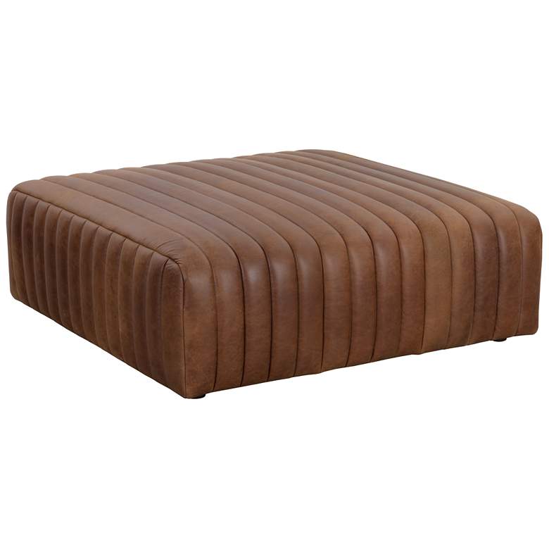 Image 1 Sunpan Lewin Ottoman Square Lucia Tobacco Leather