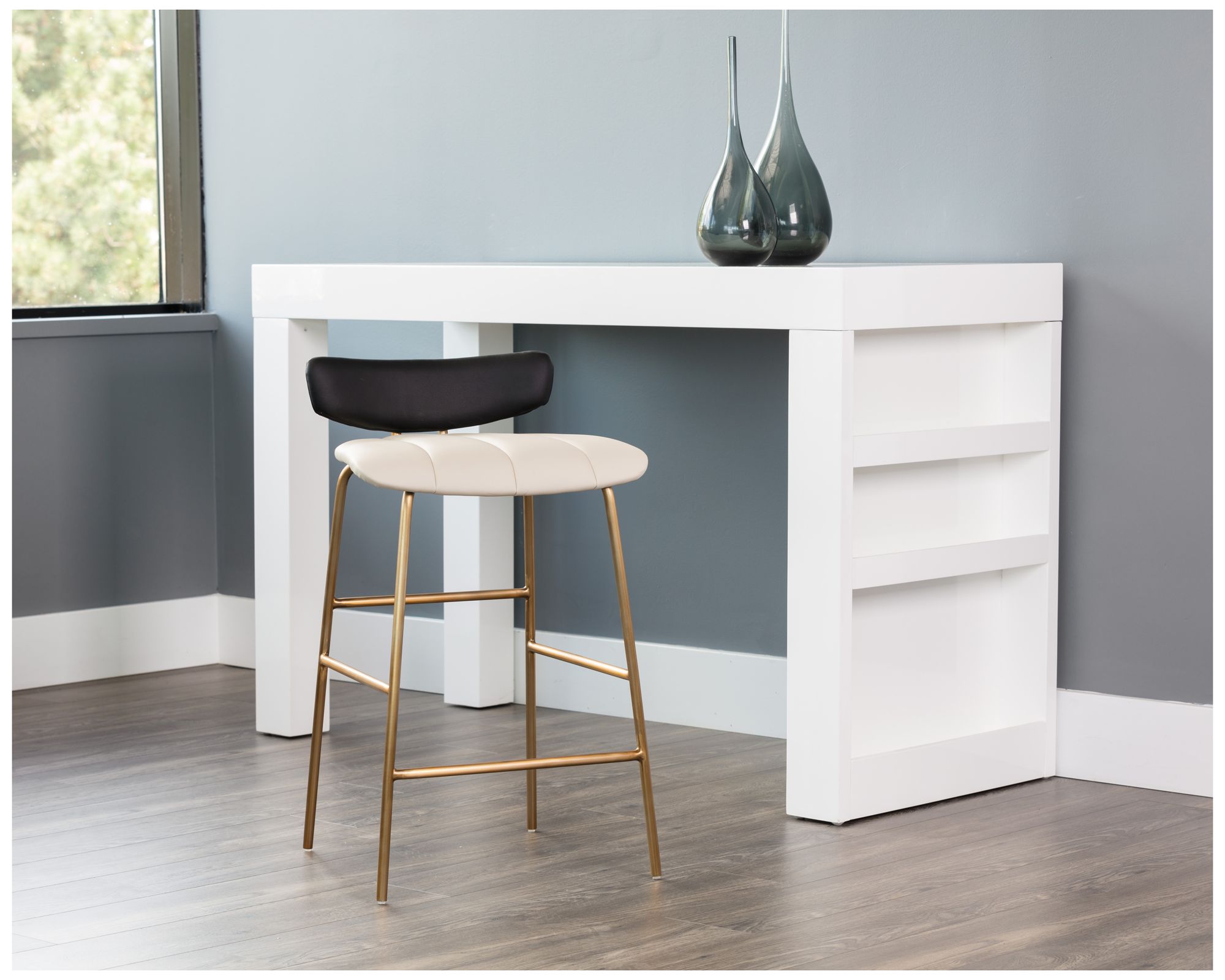 Sunpan Lorelei Counter Stool Dillon Cream and Dillon Black