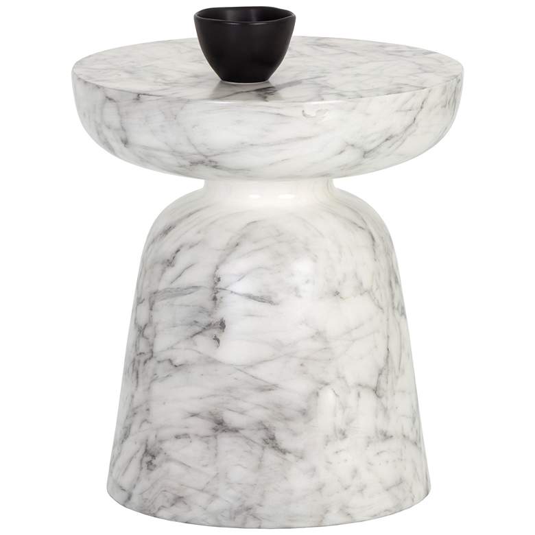 Image 1 Sunpan Lucida End Table Marble Look White