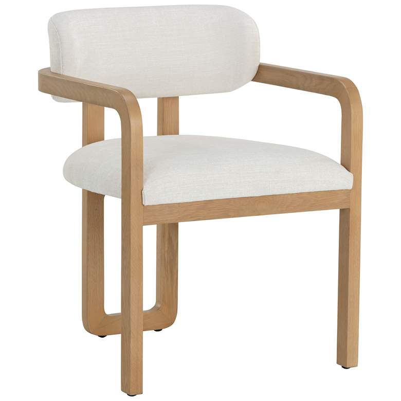 Image 1 Sunpan Madrone Dining Armchair Rustic Oak Heather Ivory Tweed