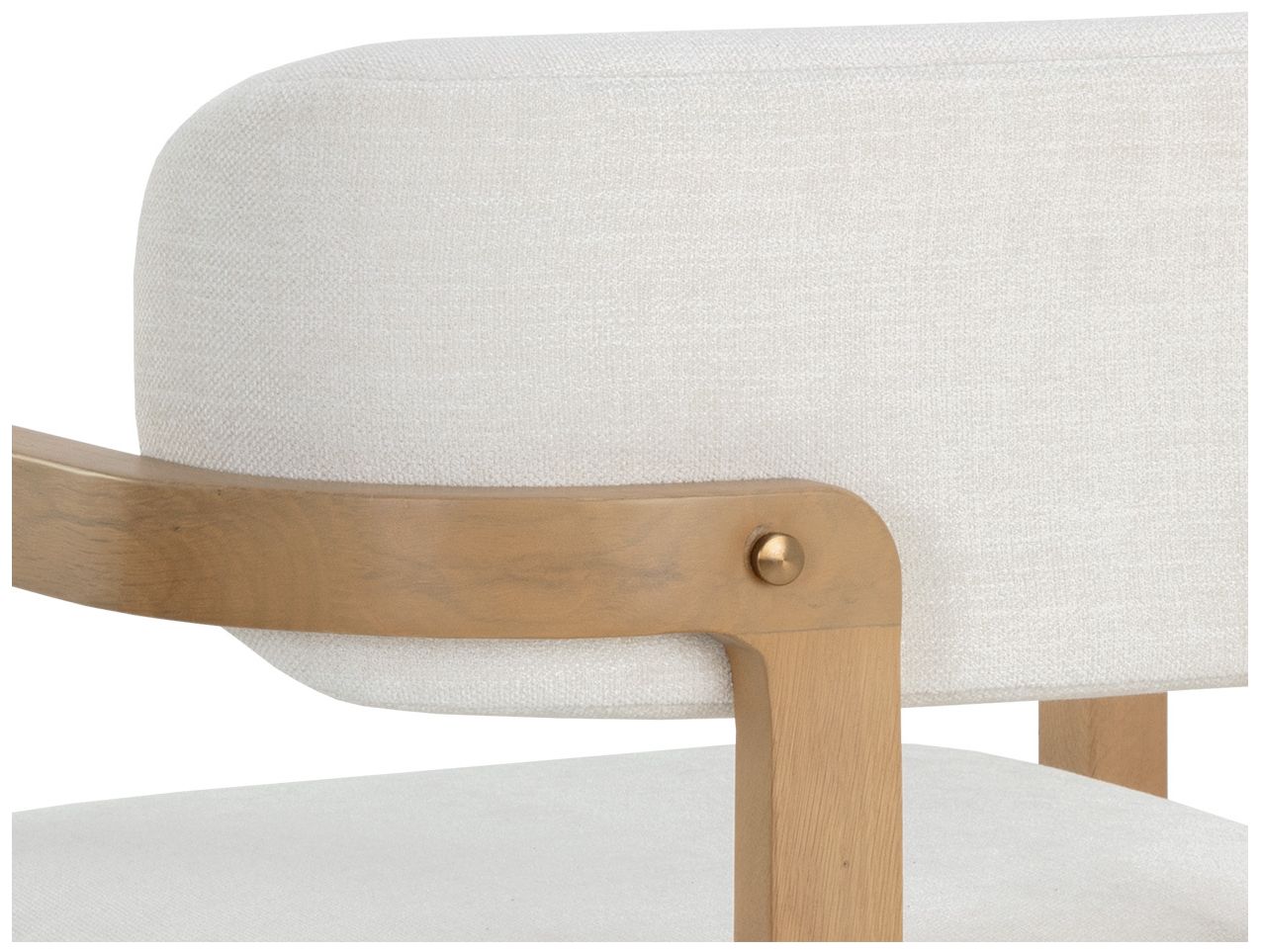 Sunpan Madrone Dining Armchair Rustic Oak Heather Ivory Tweed